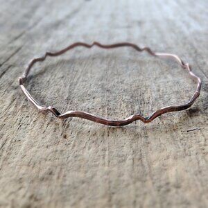 Antique Copper Bangle Stacking Bracelet Ethnic Eclectic Exotic Bohemian - 8 inch